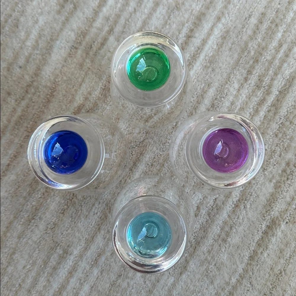 Vintage Set of 4 Colony Calypso Multi Color Drinking Glasses Cocktail Tumblers
